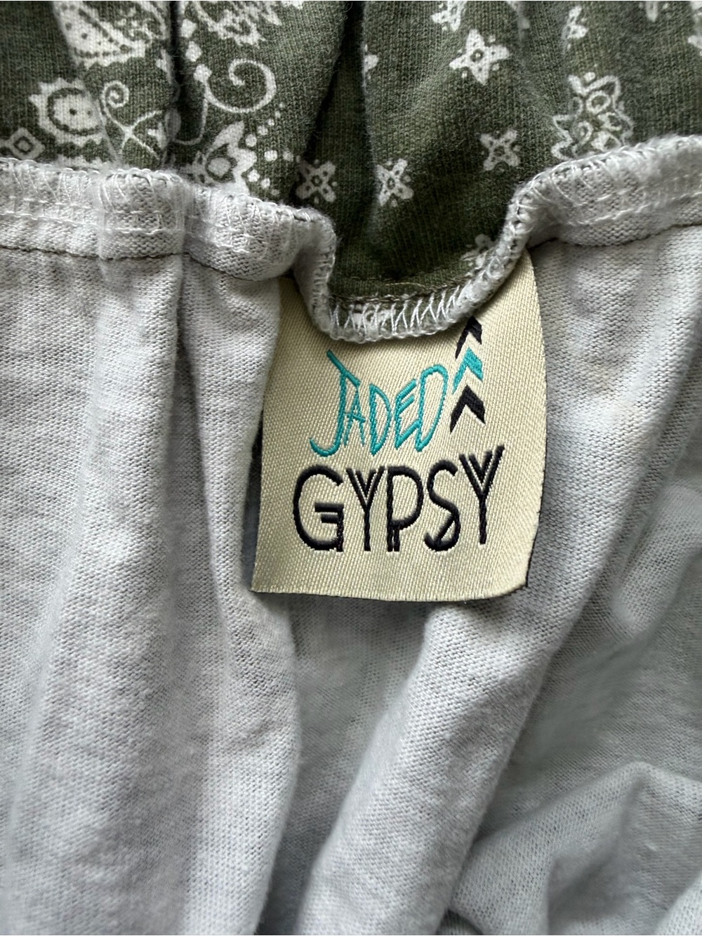 Olive Green Paisley Drawstring Track Joggers - Picture 4 of 5